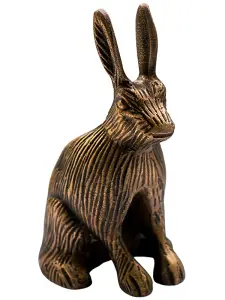 Cast Aluminium Hare Candle Holder - Aluminium - L9.5 x W10 x H18 cm - Antique Brass