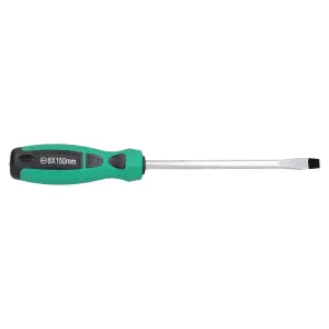 8.0mm x 150mm Slotted Flat Headed Screwdriver with Magnetic Tip Rubber Handle