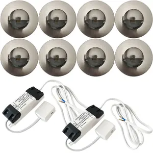 Eyelid LED Plinth Light Kit 8x Round Spotlight Kitchen Bathroom Floor Kick Panel