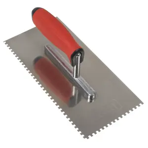 Sealey Stainless Steel 270mm Notched Trowel Rubber Handle Soft Grip 4mm T7804