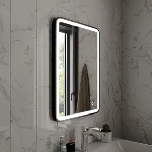 Harper & Harlow 600x800 Vela Matt Black LED Illuminated Bathroom Mirror