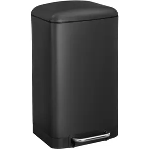 SONGMICS Trash Can, Rubbish Bin, Pedal Operated, with Airtight Lid and Inner Bucket, Soft Closing, Black