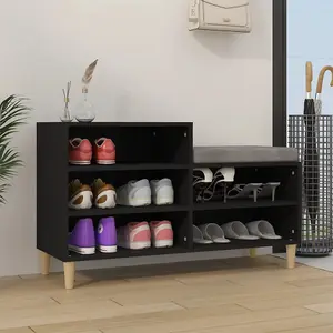 Berkfield Shoe Cabinet Black 102x36x60 cm Engineered Wood