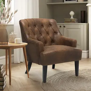 Faux Leather Suede Brown Lydia Accent Chair