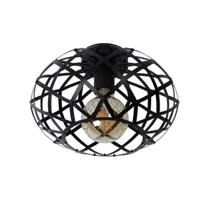 Lucide Wolfram Modern Flush Ceiling Light 30cm - 1xE27 - Black