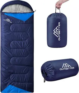 Sleeping Bags Adults 3 Season Backpacking Waterproof Hiking Camping Waterproof - Navy Blue