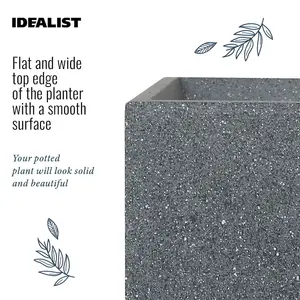 IDEALIST 30cm Square Planter, Flower Box Garden Planter, Textured Reinforced Stone Outdoor Plant Pot H31 L30 W30 cm, 27.9L