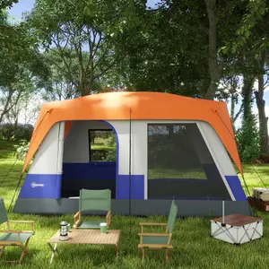 Outsunny Camping Tent with 3000mm Waterproof Rainfly & Screen Panels, Orange