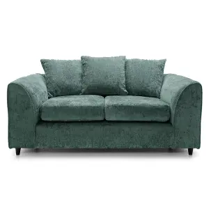 Monaco Chenille Fabric 2 Seater Sofa Teal Scatter Back