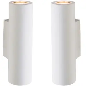 2 PACK Up & Down LED Wall Light Primed White (Ready for Paint) Modern Lamp Kit