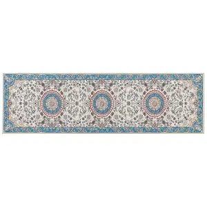 Runner Rug 60 x 200 cm Beige and Blue GORDES