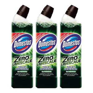 Domestos Zero Limescale Toilet Descaler Removes 100% Limescale 750 ml, 3 Pack