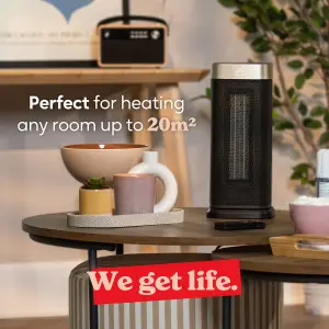 Russell Hobbs Electric Heater 2000W Low Energy Ceramic Portable Heater 24hr Timer Black & Gold 2 Year Guarantee RHCTH2002G