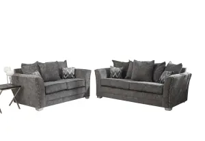 Elland Chenille Grey Corner Sofa Scatterback 2c2