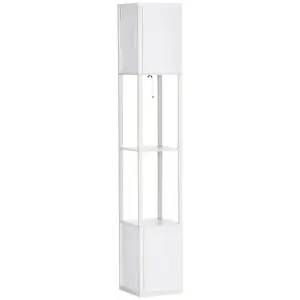 HOMCOM Shelf Floor Lamp with Dual Light, for Living Room, Bedroom, White