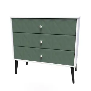 Toledo 3 Drawer Chest in Labrador Green & White (Ready Assembled)