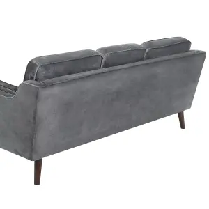 3 Seater Velvet Sofa Grey LOKKA