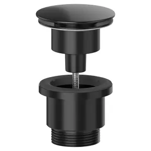 SPARES2GO Clicker Basin Waste Plug 1 1/4" 60mm Click Clack Bathroom Sink Pop Up Push Dome (Matt Black)