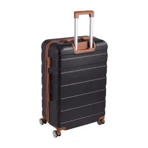 4PCS Lockable ABS Travel Suitcase Set in Black and Brown