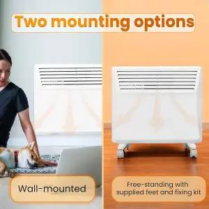 Electric Panel Heater 750W Floor or Wall Mounted Radiator, Adjustable Thermostat with Programmable Timer