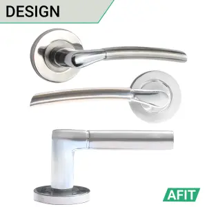 AFIT Internal Door Handle Latch Set - Polished/Satin Chrome Duo Finish - 64mm Latch 76mm Hinges Boston Range