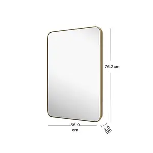 Mccreery Metal Flat Wall Mirror Satin Brass / 76.2cm H x 55.9cm W