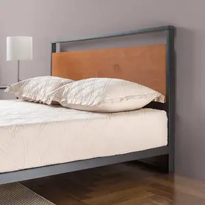 Karlie Bed Frame with Deatiled Wood Headboard Double (4'6)