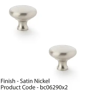 2 PACK - Victorian Round Door Knob - Satin Nickel 38mm - Kitchen Cabinet Pull Handle