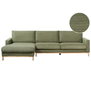 Right-Hand Corner Sofa SIGGARD Green Corduroy Right Hand