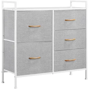 Yaheetech Fabric Chest of Drawers with 5 Drawers Light Grey