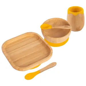 5pc Bamboo Square Baby Weaning Set - Yellow