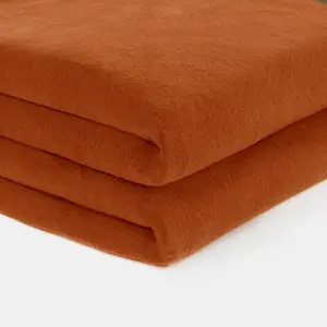 Dreamscene Warm Polar Fleece Throw Soft Bed Blanket, Rust - 120 x 150cm