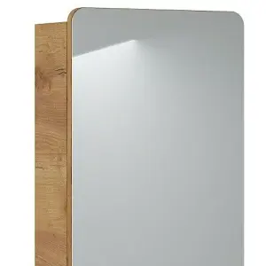 Bathroom Mirror Cabinet Mirrored Unit 400mm Wall Hung Storage Oak Effect Aruba