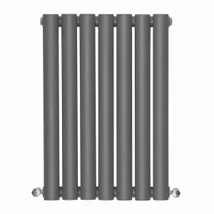 Right Radiators 600x413mm Horizontal Single Oval Column Designer Radiator Anthracite