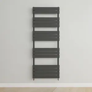 Designer Vertical Anthracite Single Panel Towel Radiator (H) 1600mm x (W) 600mm, 3596 BTU.