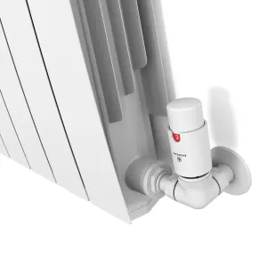 Terma Vision Soft white Left sided Corner Radiator valve & lockshield (Dia)15mm x ½"