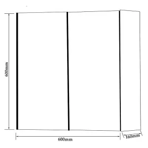 2-Door Mirror Bathroom Cabinet 600mm H x 600mm W - Gloss White - (Arch)