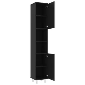 Berkfield Bathroom Cabinet Black 30x30x179 cm Engineered Wood