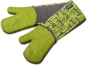 Zeal Waterproof Silicone Double Oven Gloves, Lime Green