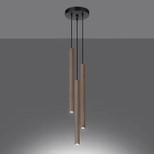 Pastelo Steel/Wood Wood 3 Lights Modern Pendant Ceiling Light