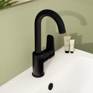 VitrA Flow Line Matt Black Round Swivel Basin Mixer