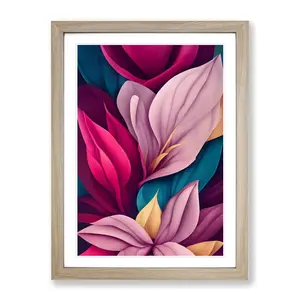 Snazzy Flowers - Single Picture Frame Print Oak / 64cm H x 46cm W x 2cm D