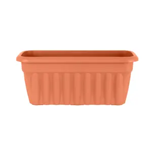 Wham 2x Vista Terracotta Plastic Planter, Large Rectangular Trough (60cm, Pack of 2)