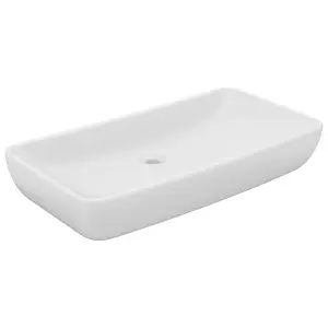 Berkfield Luxury Basin Rectangular Matt White 71x38 cm Ceramic