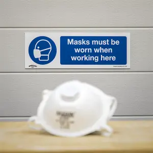 Sealey Mandatory Safety Sign Masks Must Be Worn Rigid Plastic 300 x 100mm SS57P1