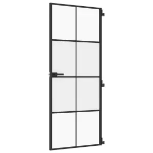 Berkfield Interior Door Slim Black 83x201.5 cm Tempered Glass and Aluminium