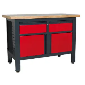 Sealey Workstation With 2 Drawers 2 Cupboards Heavy Duty 300kg Capacity AP1372A