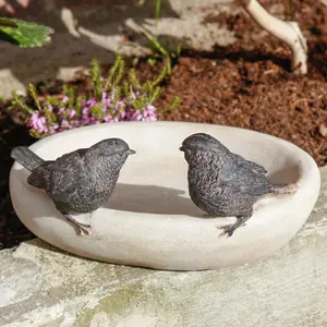 Vintage Style Stone Bird Bath Garden Water Drinking Bird Bowl