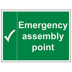 Emergency Assembly Point Tick Sign - Rigid Plastic - 600x400mm (x3)