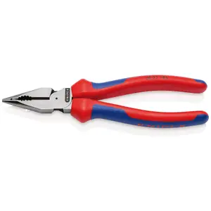 Draper KNIPEX 08 22 185 SB Needle-Nose Combination Pliers with multi-component grips black atramentized, 185mm 13179